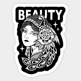 Girl Beauty Traditional Vintage Tattoo Sticker